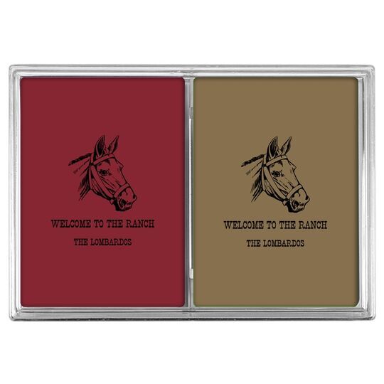 Outlined Horse Double Deck Playing Cards